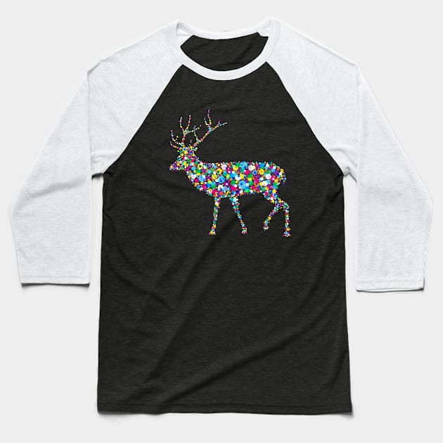 Colorfully Deer Baseball T-Shirt by martinussumbaji